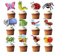24Pcs Summer Spring Insects Cupcake Toppers Bee Bugs Snails Ladybug Cupcake Bug Party Favors For Girls,Boys, Baby Shower Birthday Party Decorations