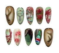 24pcs Sweet Little Lamb Cute Cartoon Tulip Flower Designs Press On Nails Colorful Almond Spring Dopamine Fake Nail For Girls(Y4)