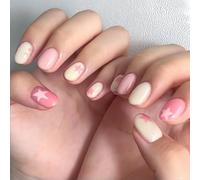 24PCS Sweet Star Pastel Press on Nails - Almond Shape Vanilla Dream White Pink Playful Pastel Art Look - Soft Girly Dream Design Milky Fantasy Chic