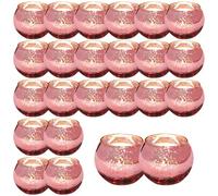24PCS Tea Light Candle Holders, Round Speckled Mercury Glass Tealight Holders Bulk, Vintage Votive Candle Holder for Party Wedding Table Centrepiece, Coffee Table Dinner Home Decor (Rose Gold)