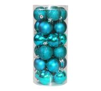 SHATCHI 30mm/24Pcs Christmas Baubles Shatterproof Teal Blue, Christmas Tree Decorations Ball Ornaments Balls Xmas Hanging Decorations Holiday Decor - Shiny,Matte,Glitter (SHATCHI)