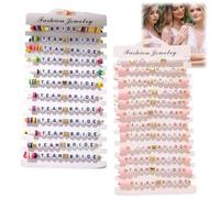 24PCS Team Bride Bracelets,Hen Party Bracelets,Wedding Accessory with Lettering Beads,Team B/racelet Beaded for the Bride Bridesmaids,Clay B/racelets for Wedding Bachelorette,Color Mixing and Pink