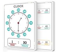 24Pcs Telling Time Teaching Dry Erase Teaching Sheets for Student Double Sided Clocks Practice Cardboard Clock Kids Learning Whiteboard Supplies for Math Manipulatives Teacher Portable Tool 12" x 9"
