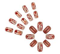 24pcs Thanksgiving Press On Nails Autumn Maple Leaves Press On Nails Short Square Stick On Nails Full Covers Nails Art