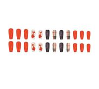 24pcs Thanksgiving Press On Nails False Nails With Foxes Full Covers Acrylic Stick On For Women And Girls Fashion Nail Tips