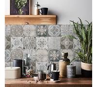 24PCS Tile Stickers Mandala Style Wall Decal Sticker Adhesive Tile Art DIY Kitchen Bathroom Backsplash Floor Home Decor PVC Waterproof Oil Proof