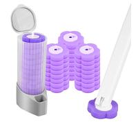 24Pcs Toilet Brush Replacement Head with Handle, Wall Mounted Toilet Brush and Holder Set with Cleaner Refills Disposable Cleaning System Bathroom Cleaning Wand for Sink Bathtub (Purple, 24+2)