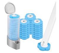 24Pcs Toilet Brush Replacement Head with Handle, Wall Mounted Toilet Brush and Holder Set with Cleaner Refills Disposable Cleaning System Bathroom Cleaning Wand for Sink Bathtub (Blue, 24+2)
