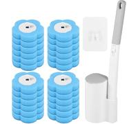 24Pcs Toilet Brush Toilet Brush Cleaning System with 24 Cleaner Refills and Extended Handle Wall-mounted Holder Cleaner Set Toilet Wand Kit for Bathroom Cleaning, Sink, Bathtub, Floor