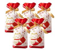 24pcs Treat Bags Party Favor Bags Lucky Cat Gift Bags Plastic Drawstring Bags Candy Bags Goodies Bags Gift Wrapping Bags for Birthday Wedding Baby Shower Bridal Shower Holiday Party