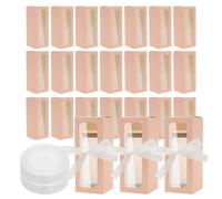 24Pcs Tumbler Gift Boxes with Ribbo,8x8x20cm Tumbler Packaging Boxes with Transparent Window for Sublimation Glass Exhibition,Cup Gift Box for Drinking Cup Glasses Jars Mug Can(Pink)