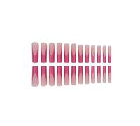 24Pcs Ultra Long Coffin Press On Nails French Gradient Flower Pattern Butterfly Dot Diamond Glossy Fake Nails Manicure Decorations(Y2)
