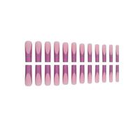 24Pcs Ultra Long Coffin Press On Nails French Gradient Flower Pattern Butterfly Dot Diamond Glossy Fake Nails Manicure Decorations(Y6)