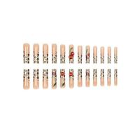 24Pcs Ultra Long Coffin Press On Nails French Gradient Flower Pattern Butterfly Dot Diamond Glossy Fake Nails Manicure Decorations(Y9)