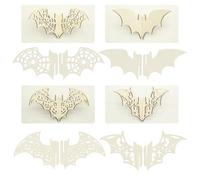 24Pcs Unfinished DIY Wooden Bat Crafts for Halloween, Bat Decorations Supplies Wood Crafts for Adults, Exquisite Wooden Ornaments to Paint Decorations Supplies
