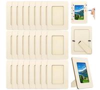 24PCS Unfinished Wooden Craft Frames, 3 x 5 in Wooden Craft Frames, Picture Frames to Decorate,Paintable Picture Frames for DIY Projects, School Crafts, and Home Decorations
