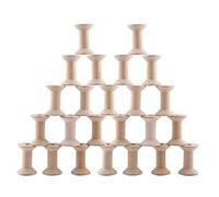 24Pcs Unfinished Wooden Empty Thread Spools Wood Bobbins for Arts Crafts Cord Wire Weaving