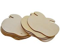24pcs Unfinished Wooden Plaques Wood Slices Discs Cutout Pieces DIY Pyrograph Art Crafts - Apple Shape