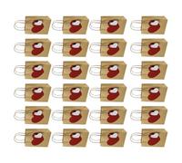 24PCS Valentines' Day Krafts Paper Bags Heart Designs With Handle Treat Bags Paper Texture For Party And Wedding Wedding Party Supplies