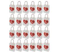 24PCS Valentines' Day Krafts Paper Bags Heart Designs With Handle Treat Bags Paper Texture For Party And Wedding Wedding Party Supplies