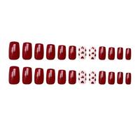 24pcs Valentine's Day Nails Press On Nails With Heart Designs Square False Nails Winter Manicure Nails Decoration