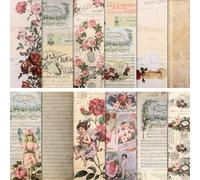 24pcs Valentine's Day Pattern Paper, 12 Designs Single Sided Vintage Scrapbook Paper Rose Aesthetic Decorative Craft Paper Handmade Valentines Cardstock for Scrapbooking DIY Craft Photo Decor
