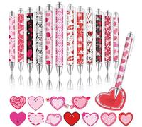 24Pcs Valentine's Day Pens with Heart Sticky Notes Retractable Ballpoint Pens Comfortable Writing Pens Gifts for Women Colleagues Valentines Day Mothers Day School Party Supplies (Heart, 24Pcs)