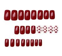 24pcs Valentine's Day Press On Nail Square Fake Nail Decoration with Heart Design Party and Date