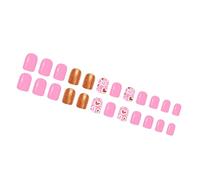 24Pcs Valentines French Glitters Presses on Nails Short Oval Shining Fake with Heart Rhinestones for Party Date White Heart Gold Glitters Fake