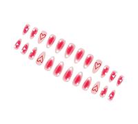 24PCS Valentines Heart Glossy Presses on Nails Mediums Length Waterdrops Shape with Blushes Gradient Starry Glitters for Romantics Occasions Valentines ' s Day Presses on Nails