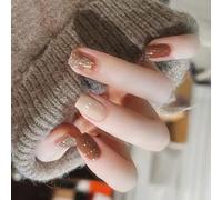 24pcs Valentines Nails Press On Short Square Glitters False Easy Wear Art Decoration For FashionWomen False Nail