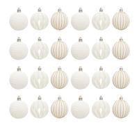 24PCS Velvet Christmas Balls 2.36in Flocked 3 Style Hanging Velvet Christmas Ornaments for Tree Wreath Garland White