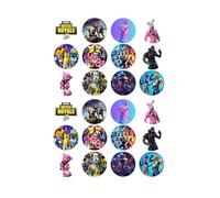 24PCS Video Game Cupcake Toppers Battle Royale Cake Toppers 24 pcs set, Video Game Party Supplies Cake Decorations for Victory Royale fans, Kids Birthday Party, Edible Pre-Cut Wafer Card