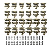 24PCS Vintage Brass Antique’ Lock Latch, 28mm x 40mm Swing Arm Antique Lock Latch, Antique Right Locking Hook Clasp with Screw for Jewellery Boxes, Drawers and Wine Chests (Bronze)