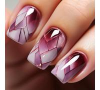 24PCS Violet Prism Press on Nails, 12 Sizes for Fit - Quick 5-Minute Application, Includes Accessory Tools - Long-Lasting Up to 3 Weeks - Full Cover Fake Nails for Women