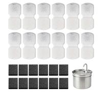 24PCS Water Fountain Filter, Pet Fountain Filters | 12 Pack Filters & 12 Pack Pre-Filter Sponges Set for 2.2l/74oz 2.6l/88oz 3.2l/108oz Stainless Steel Pet Dispenser
