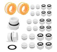 24Pcs Water Pipe Hex Thread Plugs, Plastic Plug Cap, 1’’ 1/2’’ 3/4’’ Male and Female Blanking Cap With Rubber Gasket for Washing Machine Faucet Hose