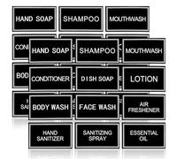 24PCS Waterproof Labels for Bottles Bathroom Hand Soap Dispenser Stickers for Plastic/Glass Bottles Soap Lotion Shampoo and Conditioner, Black