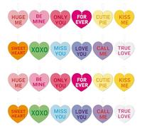 24Pcs Wedding Candy Heart Wood Ornaments Decoration Sweet Conversation Hanging Decoration with Ropes Love Heart Embellishment for Wedding Ceremony Anniversary Engagement Party Supply Wall Door Decor
