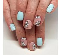 24pcs White Flower Fake Nails Luxury French Style Square Short Press Nails Wedding and Party French Tips
