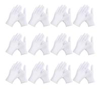 24Pcs White Gloves,12 Pairs Soft Cotton Gloves Large Size Stitched White Gloves for Dry Hand Moisturizing Cosmetic Hand Spa and Coin Jewelry Silver Inspection