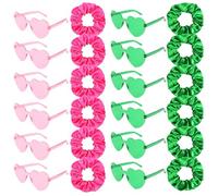 24Pcs Wicked Party Decorations Pink Green Silk Scrunchies and Sunglasses for Women Girls Satin Scrunchies Hair Tie Heart Glasses for Wicked Party Favors Gifts Birthday Bachelorette Party Accessories
