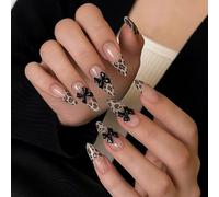 24PCS Wild Leopard Press On Nails Short Almond - Acrylic Stick On Nails for Women - French Tip Summer with Glossy Finish Fake with Bold Design