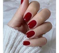 24PCS Wine Red Press on Nails with Jelly Adhesive Tabs, Short Square False Nails, French Tip Reusable Fake Made of Premium Eco-Friendly ABS Material, Versatile Stylish Design
