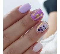 24Pcs Winter Collection Purplee Gold Design | Not Tools Needed for Holiday Party Accessories Skin Friendly ABS Materials Easy Application