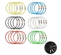 24PCS Wire Keychain Cables, 15cm Stainless Steel Wire Ring Diameter Metal Key Ring Loop Heavy Duty Luggage Tag Loop with Secure Screw Lock ID Tag Keeper Multicolour Keyring Set for Easy Organization
