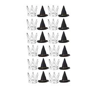 24Pcs Witch Theme Crowns And Hat Cupcake Toppers For Kids Birthday Cake Insert Halloween Party Decoration Cake Toppers For Kids