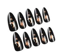 24pcs Womens Long Glossy French Tip Almond Shape Faux Nails Gradients Flesh Color Artificial Fingernails Press On Nails