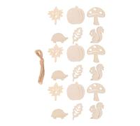 24pcs Wood Crafts to Paint, Autumn Halloween Season Squirrel Decor | Blank Fall Wood Slices, Khaki Pumpkin and Hedgehog Shapes, Smooth Burr-free Edges, Easy Hanging for Classrooms