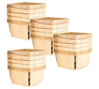 24pcs Wooden Berry Basket 1 Pint Square Vented Box for Fruit